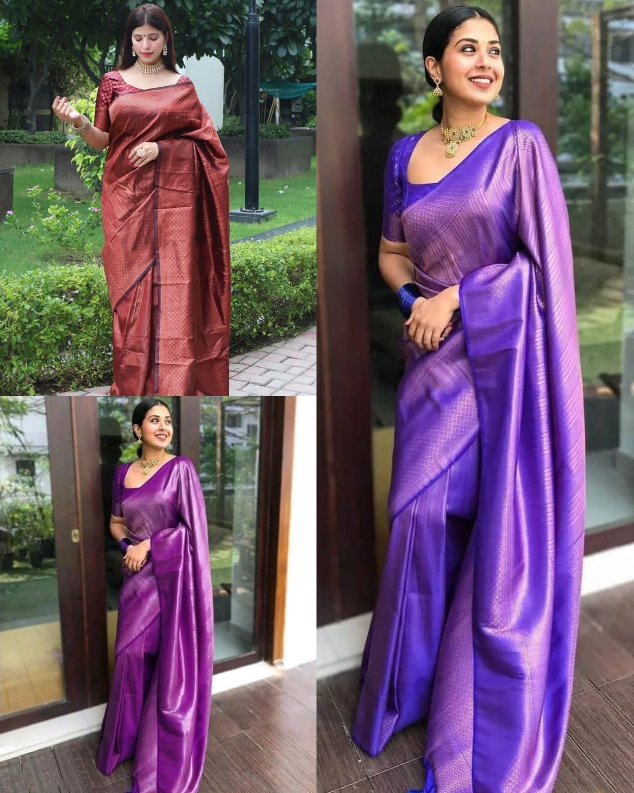 Beautiful Soft Lichi Silk With Jacquard Work Sarees