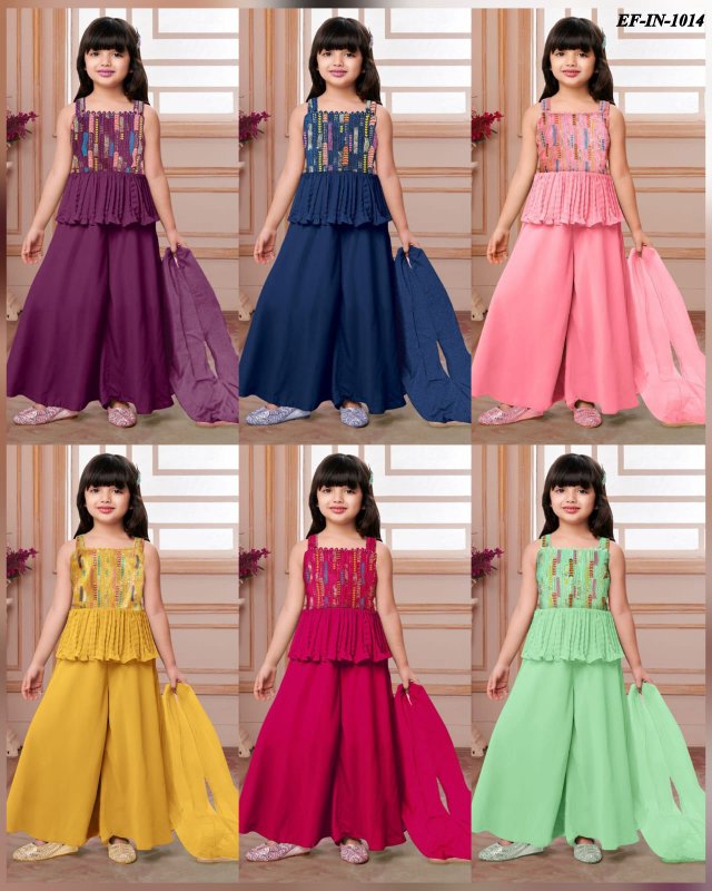 Beautiful Butter Crepe Embroidery Work Kids Wear