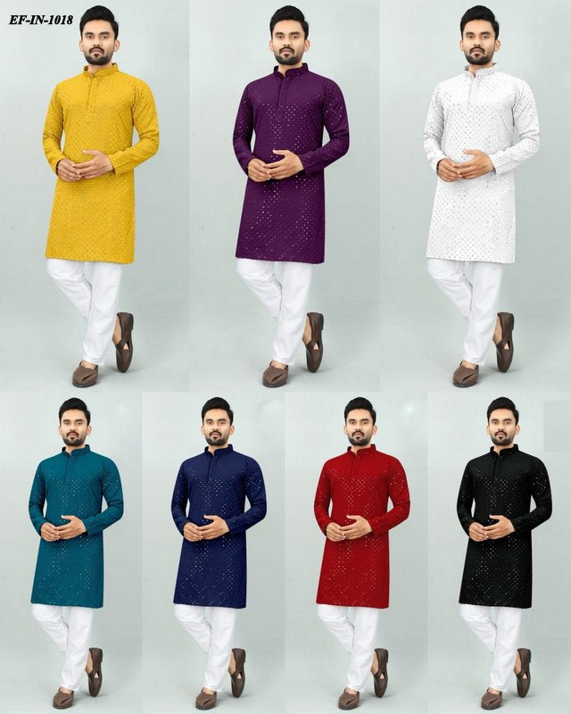 Traditional Heavy Rayon With Sequence And Chikan Work Kurta Pajama