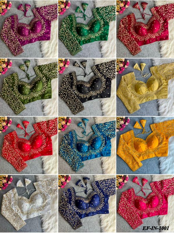 Heavy Pure Vichitra Silk Sequence Work And Embroidery Work Blouse