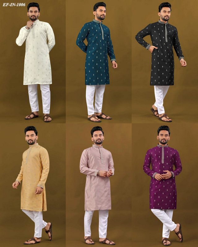 Luxury Matka Silk With Embroidery And Silver Zari Work Kurta With Pajama