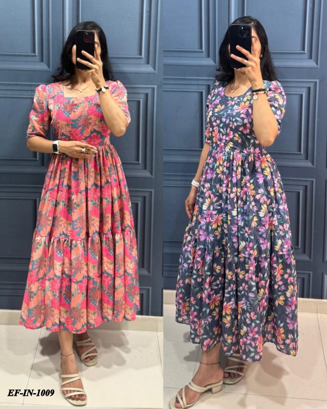 Designer Hakoba Cotton Printed Gown