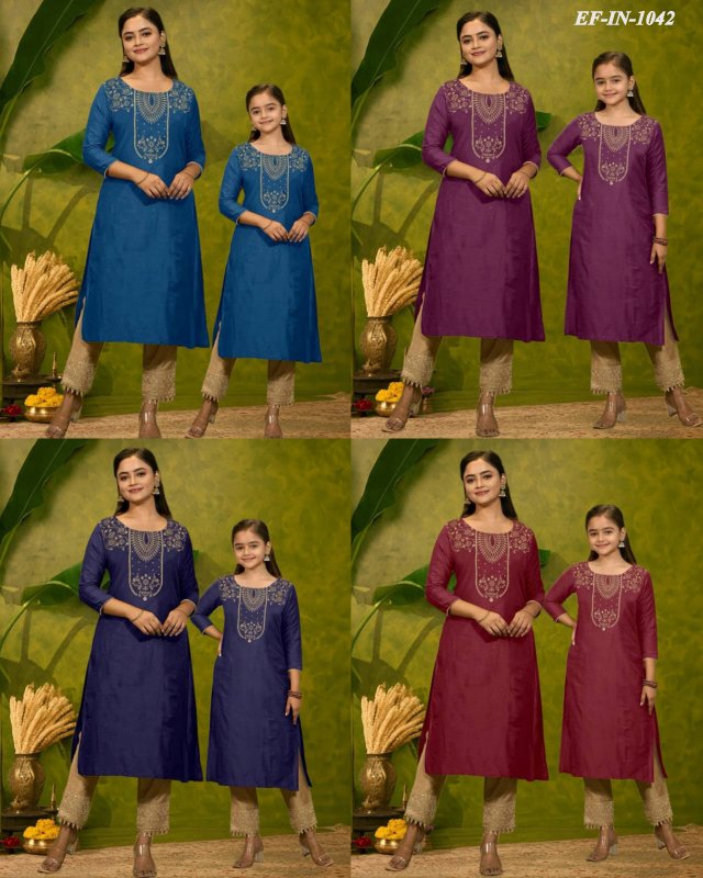 Latest Magic Cotton With Foil Printed Combo Set For Mother Doughter Kurti