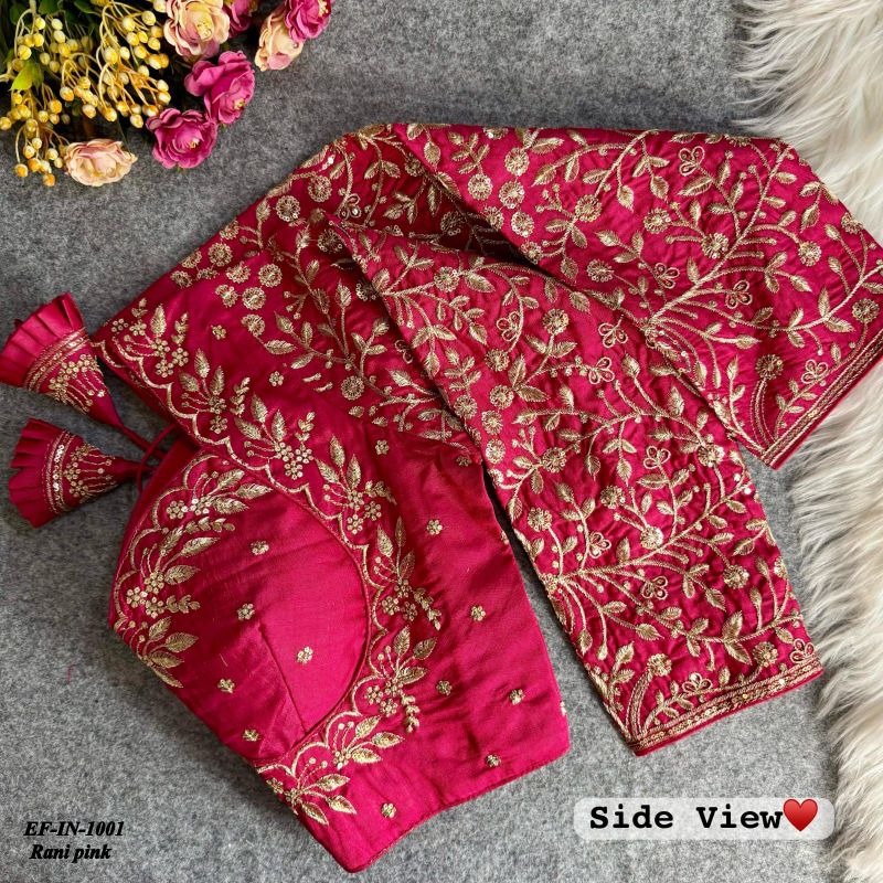 Heavy Pure Vichitra Silk Sequence Work And Embroidery Work Blouse