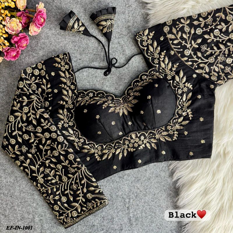 Heavy Pure Vichitra Silk Sequence Work And Embroidery Work Blouse