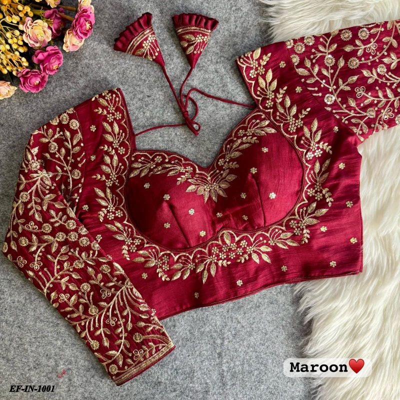 Heavy Pure Vichitra Silk Sequence Work And Embroidery Work Blouse