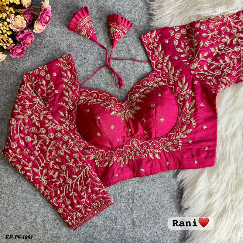 Heavy Pure Vichitra Silk Sequence Work And Embroidery Work Blouse