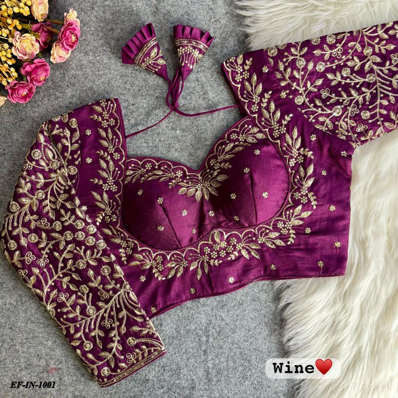 Heavy Pure Vichitra Silk Sequence Work And Embroidery Work Blouse