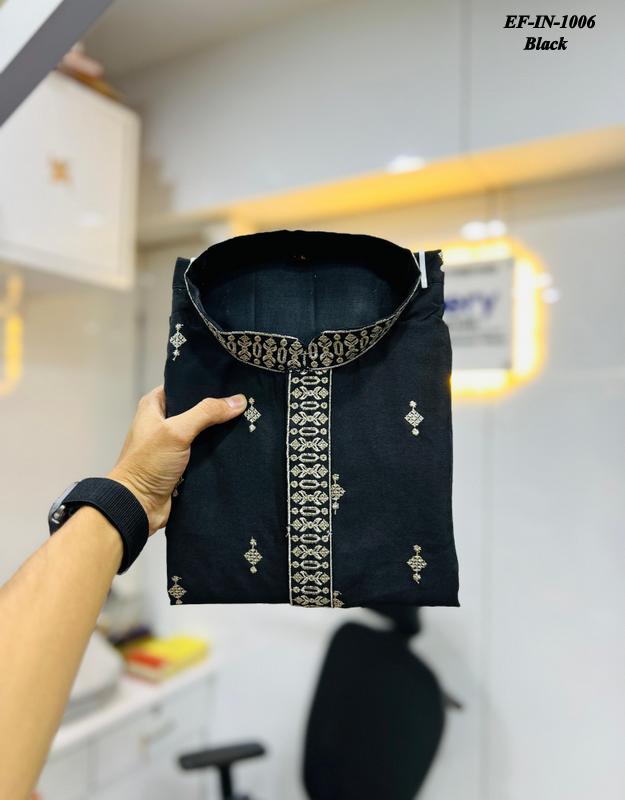 Luxury Matka Silk With Embroidery And Silver Zari Work Kurta With Pajama