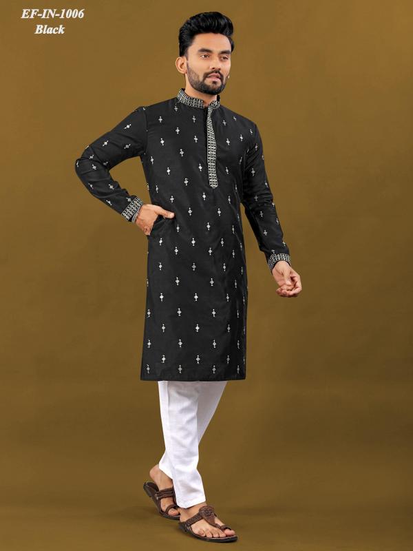 Luxury Matka Silk With Embroidery And Silver Zari Work Kurta With Pajama