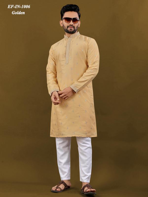 Luxury Matka Silk With Embroidery And Silver Zari Work Kurta With Pajama