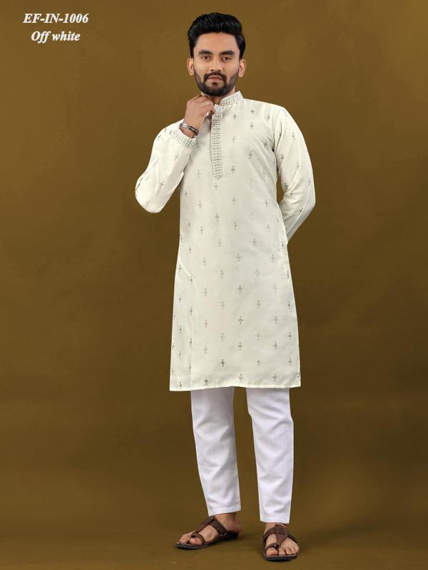 Luxury Matka Silk With Embroidery And Silver Zari Work Kurta With Pajama