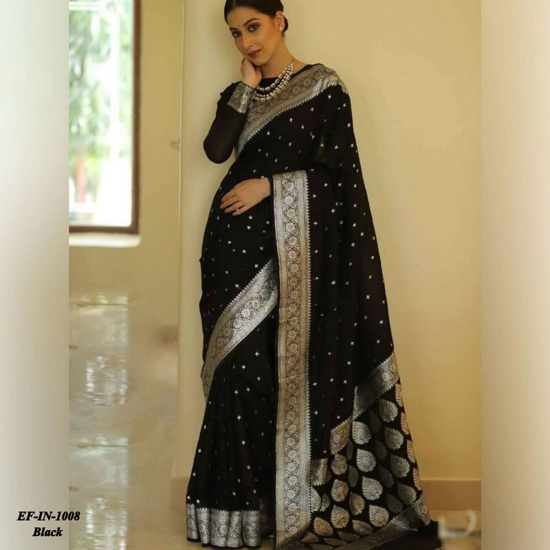 Beautiful Banarasi Lichi Silk With Jacquard Work Sarees