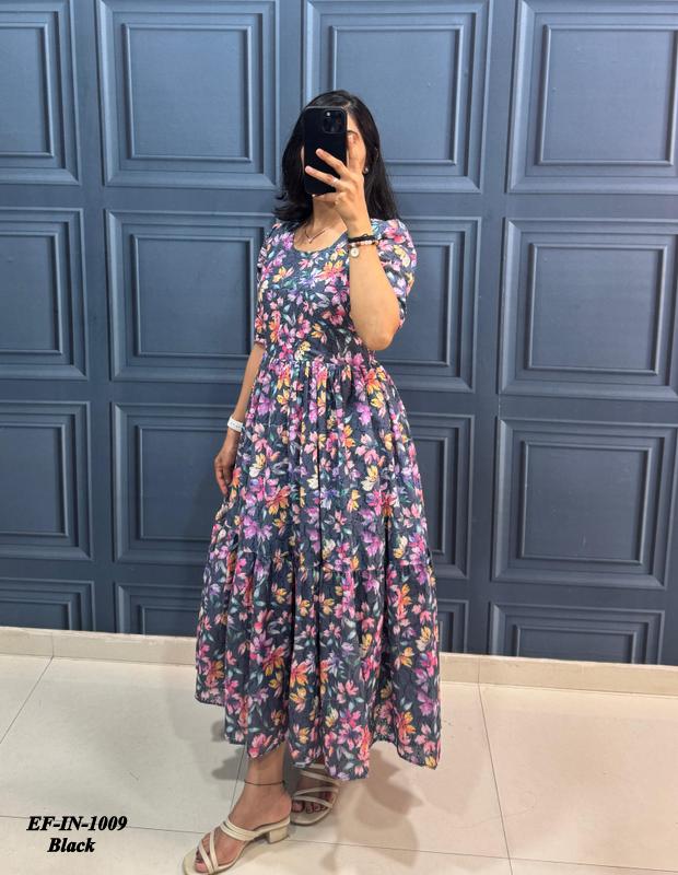 Designer Hakoba Cotton Printed Gown