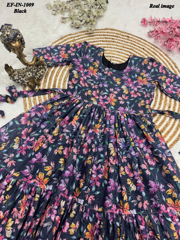 Designer Hakoba Cotton Printed Gown