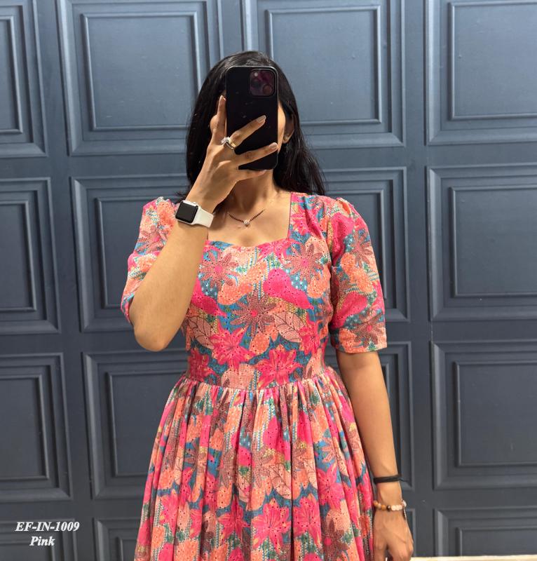 Designer Hakoba Cotton Printed Gown