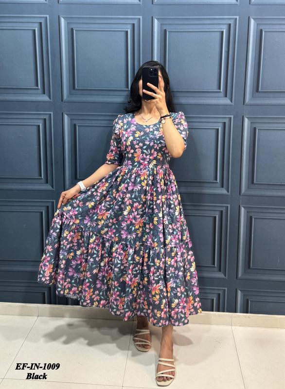 Designer Hakoba Cotton Printed Gown