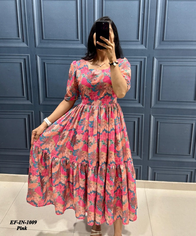 Designer Hakoba Cotton Printed Gown