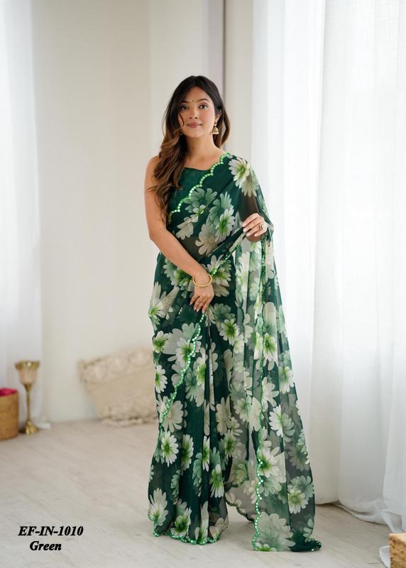 Partywear Georgette Silk Printed With Mirror Work Sarees