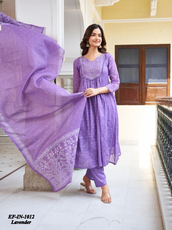 Beautiful Cotton Embroidery With Printed Kurti Pant With Dupatta