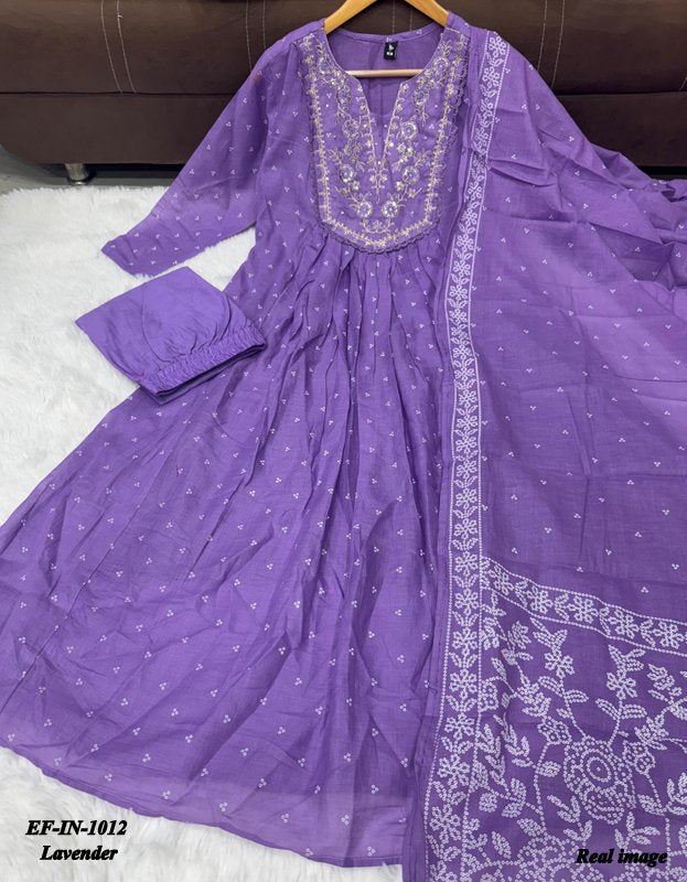 Beautiful Cotton Embroidery With Printed Kurti Pant With Dupatta