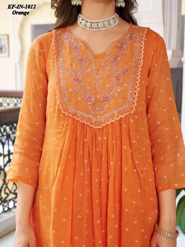 Beautiful Cotton Embroidery With Printed Kurti Pant With Dupatta