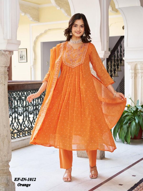 Beautiful Cotton Embroidery With Printed Kurti Pant With Dupatta