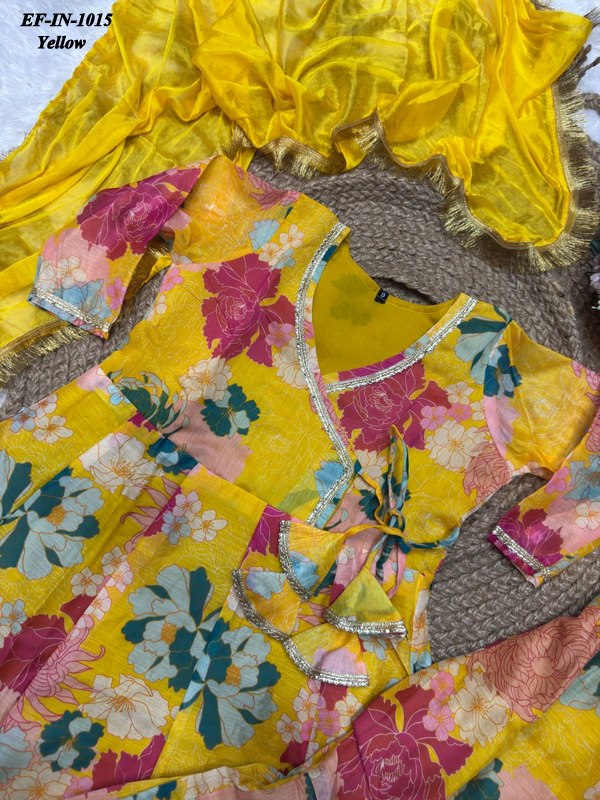 Latest Chanderi Silk Printed Top Palazzo With Dupatta Kids Wear