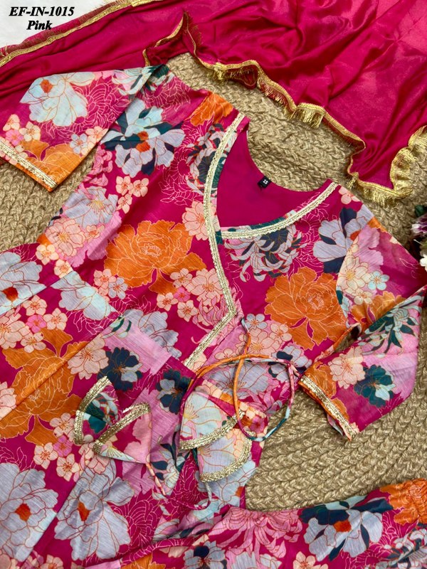 Latest Chanderi Silk Printed Top Palazzo With Dupatta Kids Wear