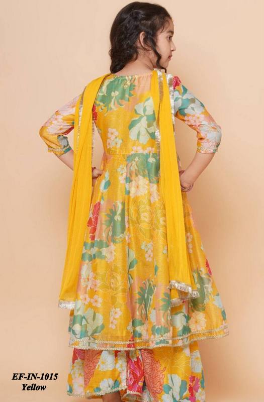 Latest Chanderi Silk Printed Top Palazzo With Dupatta Kids Wear