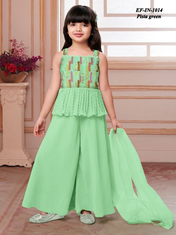Beautiful Butter Crepe Embroidery Work Kids Wear