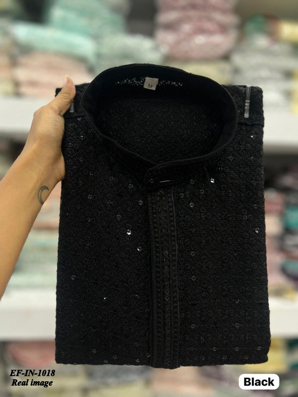 Traditional Heavy Rayon With Sequence And Chikan Work Kurta Pajama