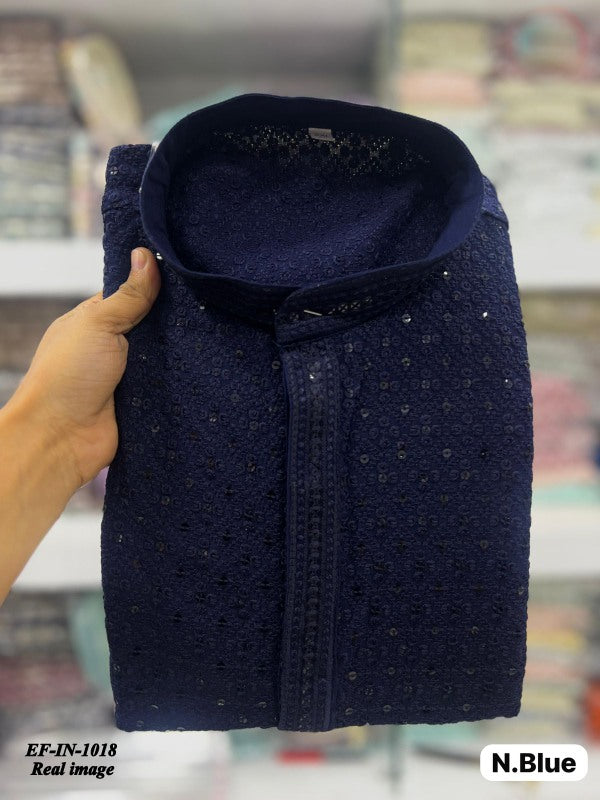 Traditional Heavy Rayon With Sequence And Chikan Work Kurta Pajama