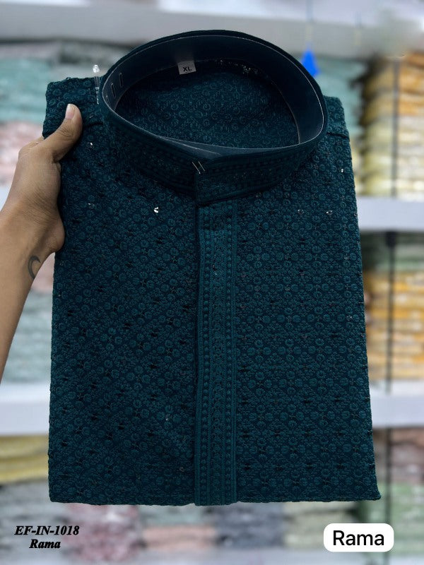 Traditional Heavy Rayon With Sequence And Chikan Work Kurta Pajama