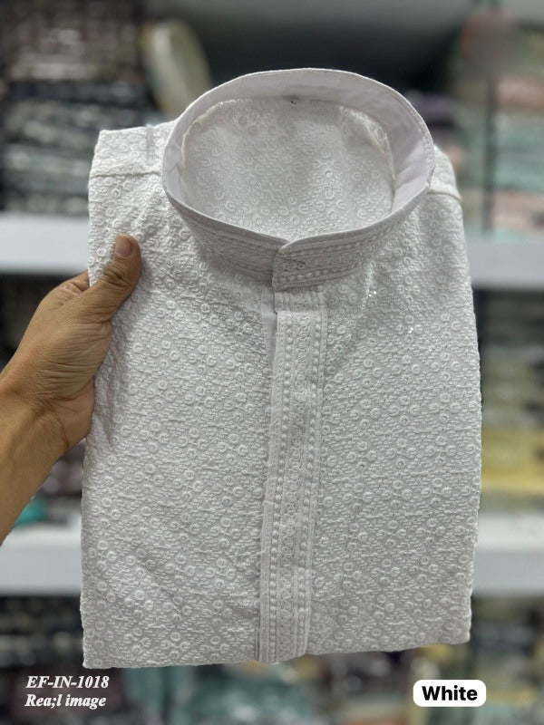 Traditional Heavy Rayon With Sequence And Chikan Work Kurta Pajama