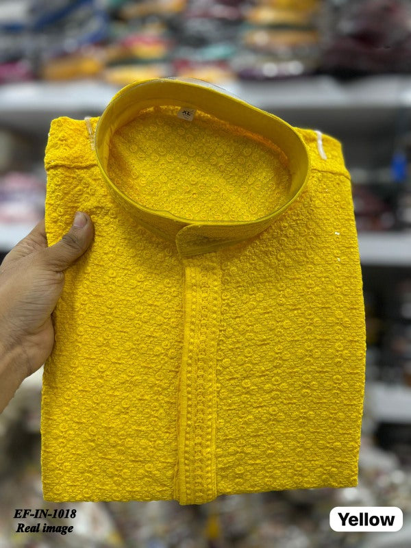 Traditional Heavy Rayon With Sequence And Chikan Work Kurta Pajama