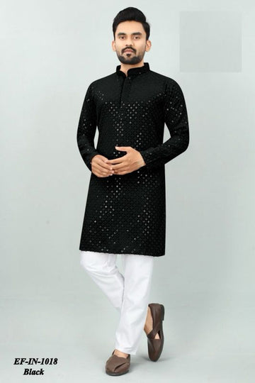 Traditional Heavy Rayon With Sequence And Chikan Work Kurta Pajama