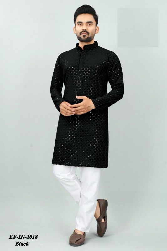 Traditional Heavy Rayon With Sequence And Chikan Work Kurta Pajama
