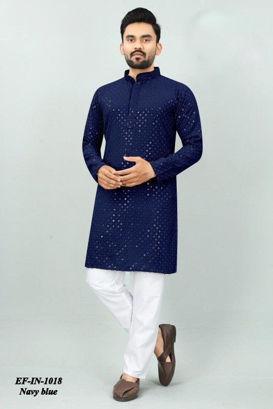 Traditional Heavy Rayon With Sequence And Chikan Work Kurta Pajama