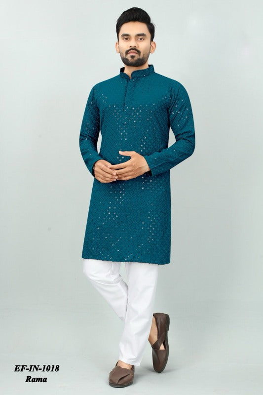 Traditional Heavy Rayon With Sequence And Chikan Work Kurta Pajama