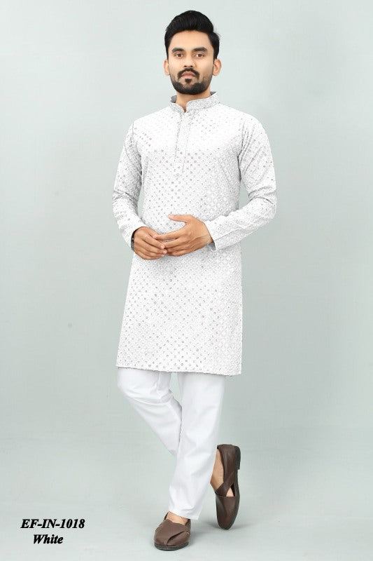 Traditional Heavy Rayon With Sequence And Chikan Work Kurta Pajama