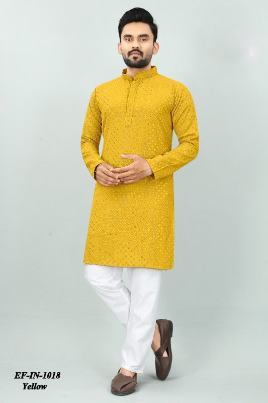 Traditional Heavy Rayon With Sequence And Chikan Work Kurta Pajama