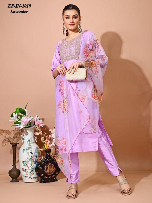 Latest Tafeta Silk Zari Work Kurti Pant With Organza Dupatta