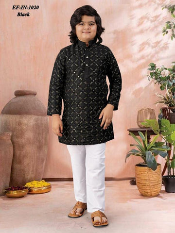 Heavy Soft Silk With Embroidery And Sequence Work Kids Wear
