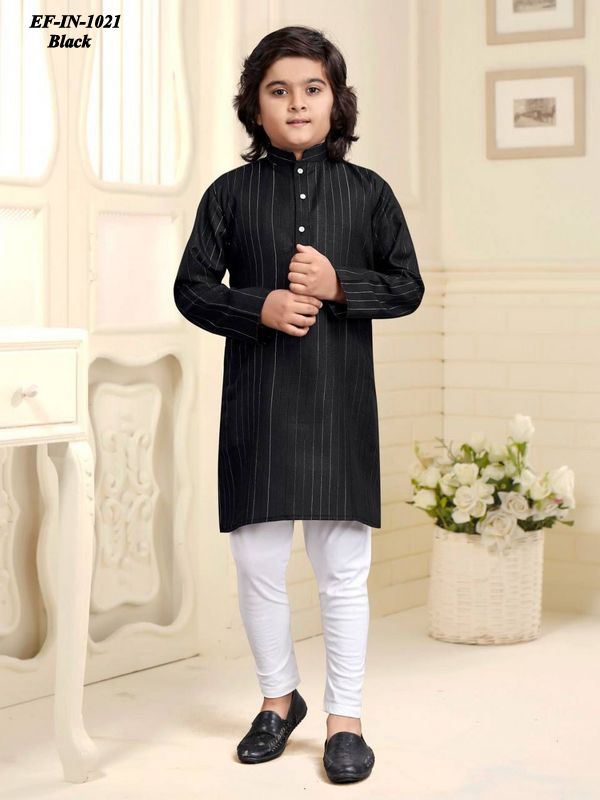 Exclusive Pure Cotton Slub Silver Weaving Kurta Pajama Kis Wear