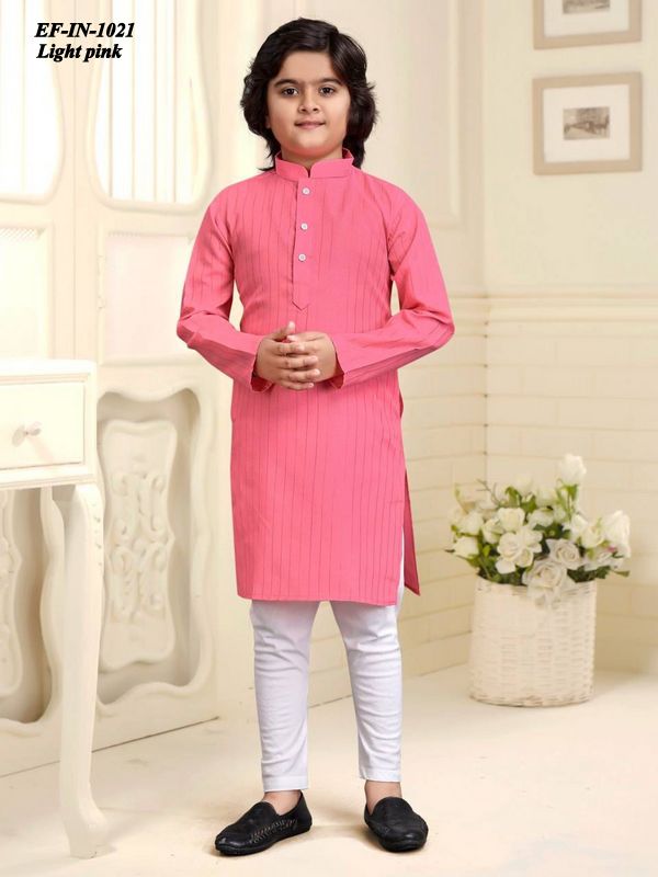 Exclusive Pure Cotton Slub Silver Weaving Kurta Pajama Kis Wear