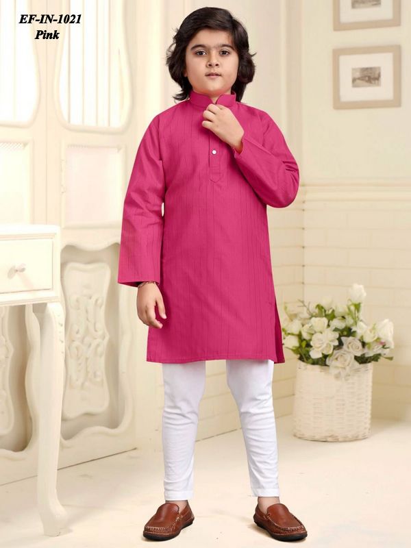 Exclusive Pure Cotton Slub Silver Weaving Kurta Pajama Kis Wear
