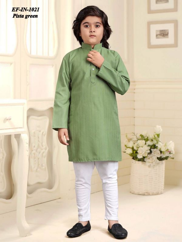 Exclusive Pure Cotton Slub Silver Weaving Kurta Pajama Kis Wear