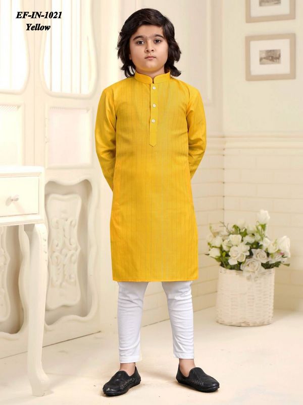 Exclusive Pure Cotton Slub Silver Weaving Kurta Pajama Kis Wear