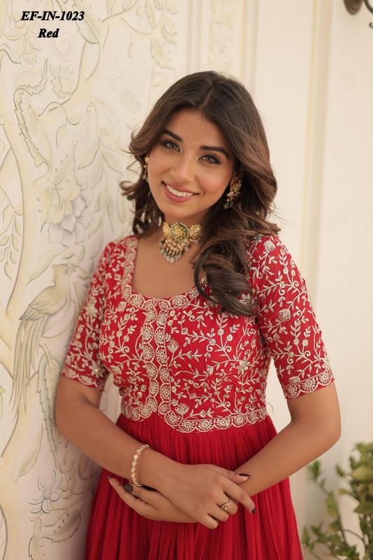 Beautiful Faux Blooming Georgette With Embroidery With Sequence Work Gown